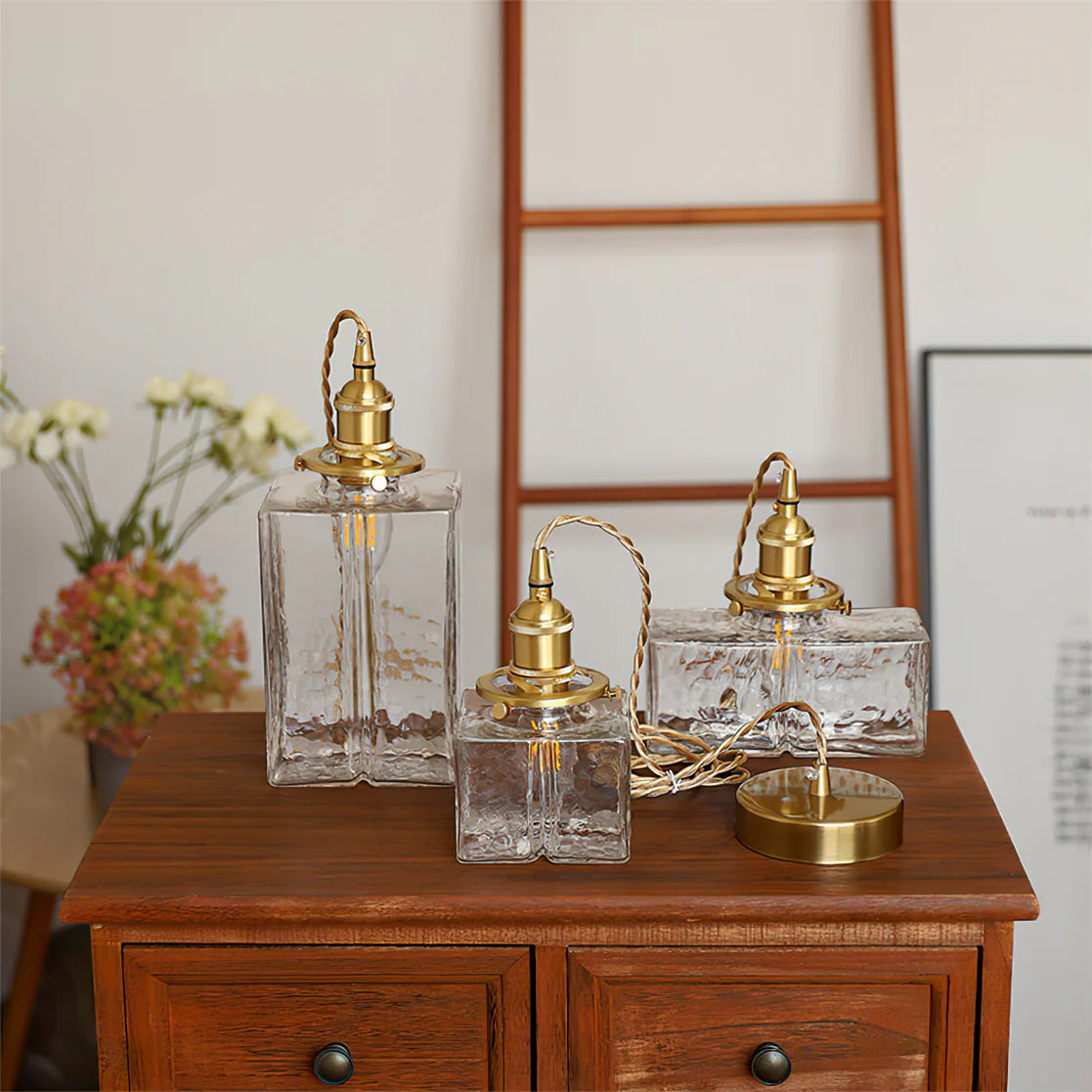 Pendant Light Jewel Glass Brass Swag Design | Dekorin