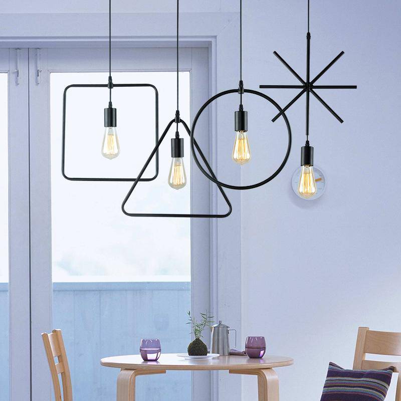 Pendant Light Metal Frame Industrial Style | Geomara