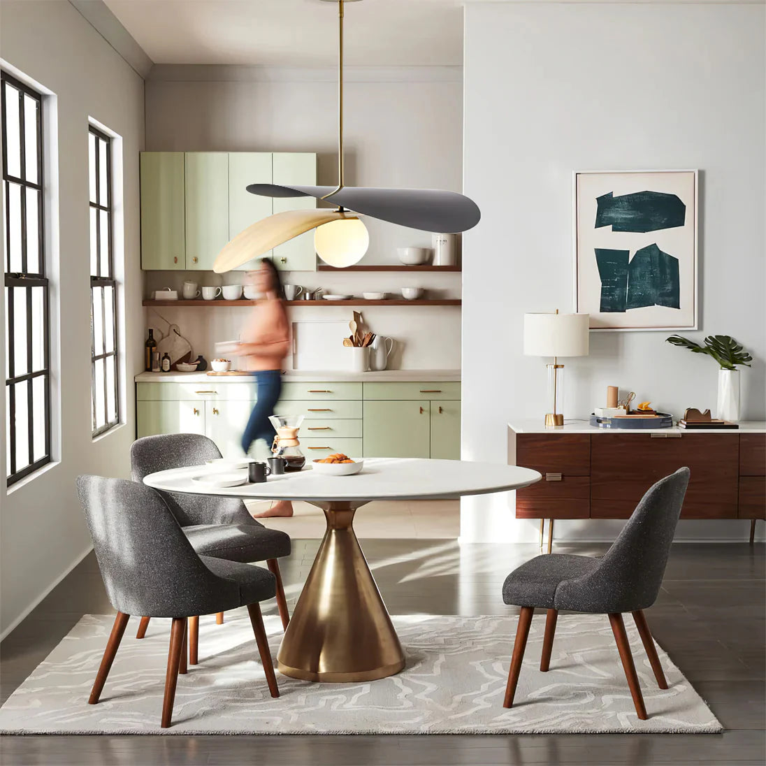 Pendant Light Metal Glass Mid Century Design | Elivar