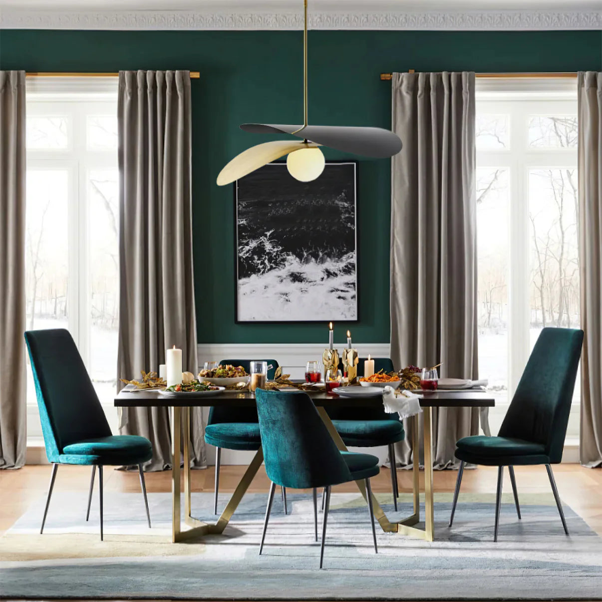 Pendant Light Metal Glass Mid Century Design | Elivar