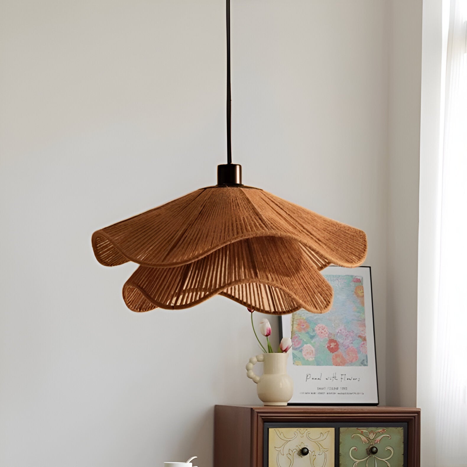Pendant Light Natural Jute Boho Style | Vilora