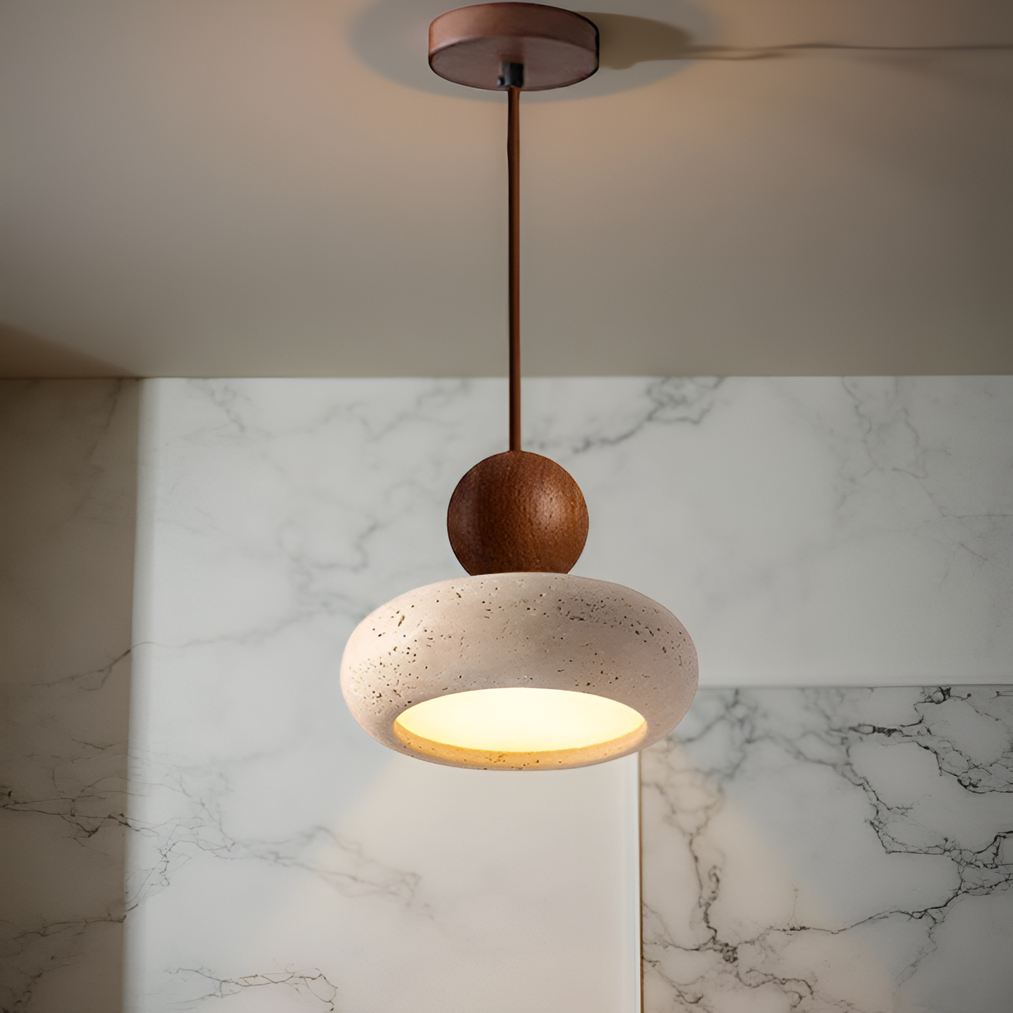 Pendant Light Natural Travertine Retro Wabi Sabi Style | Tavoro