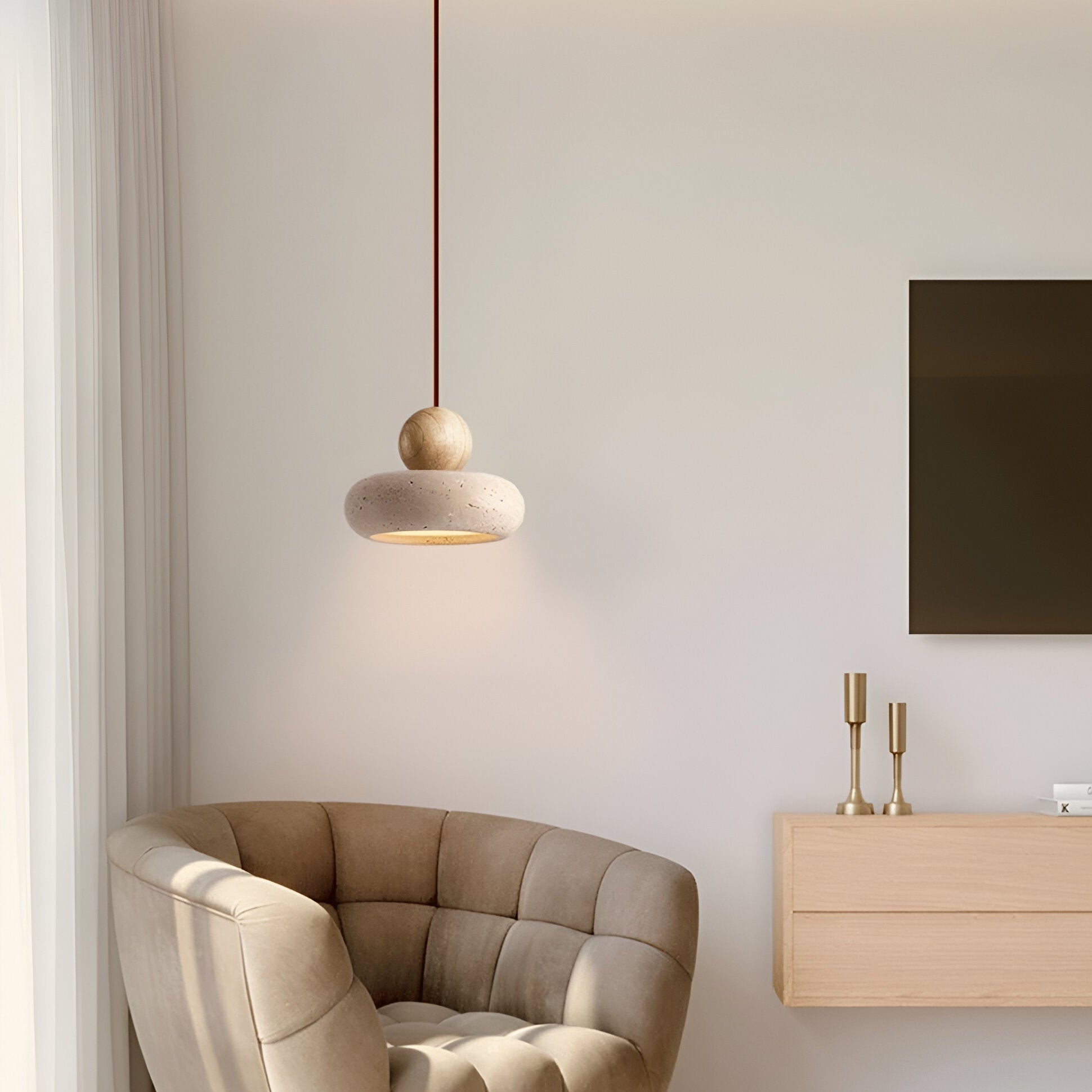 Pendant Light Natural Travertine Retro Wabi Sabi Style | Tavoro