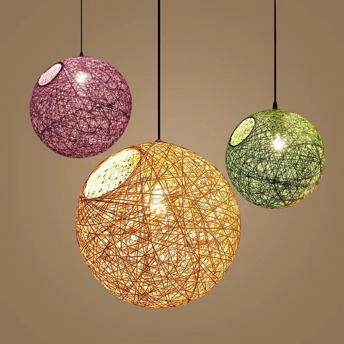 Pendant Light Paper Sphere in Nordic Wicker Style | Narvelo