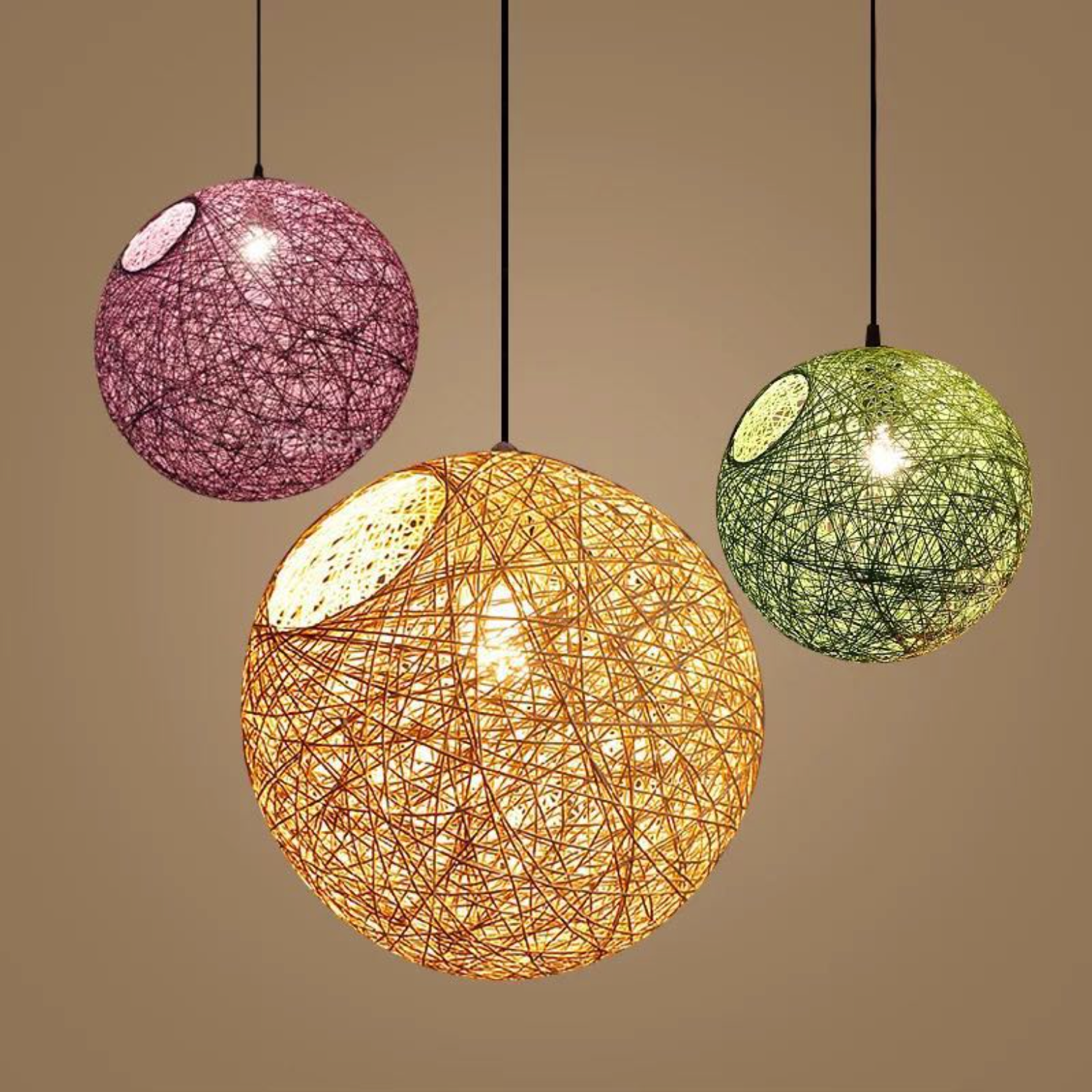 Pendant Light Paper Sphere in Nordic Wicker Style | Narvelo