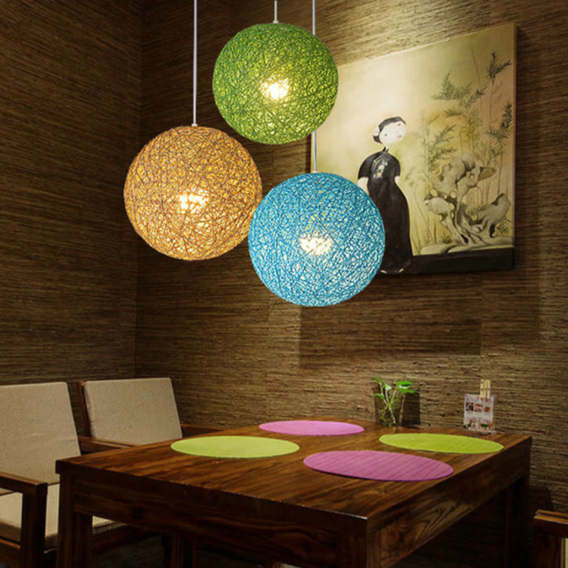 Pendant Light Paper Sphere in Nordic Wicker Style | Narvelo