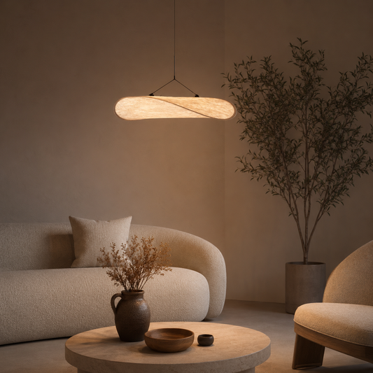 Pendant Light Silk Shade in Nordic Japandi Style | Eryvon