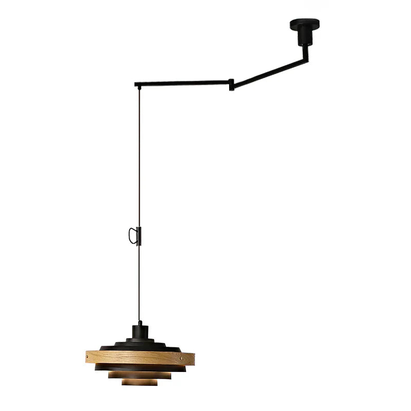 Pendant Light Swing Arm Wood Metal Industrial Style | Rancho