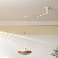 Pendant Light Swing Arm Wood Metal Industrial Style | Rancho