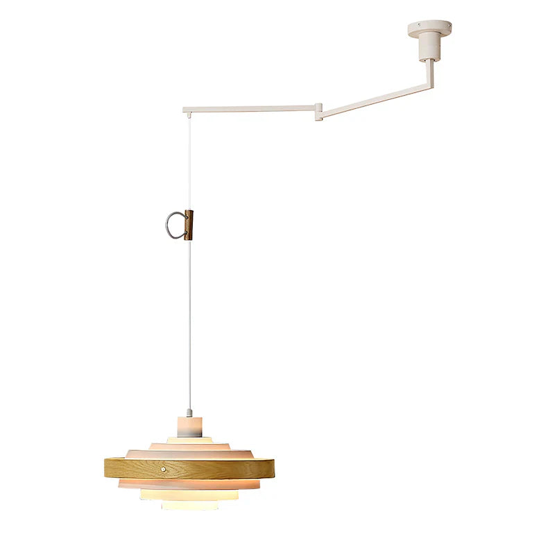 Pendant Light Swing Arm Wood Metal Industrial Style | Rancho
