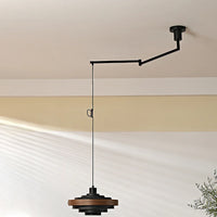 Pendant Light Swing Arm Wood Metal Industrial Style | Rancho