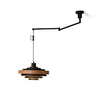Pendant Light Swing Arm Wood Metal Industrial Style | Rancho