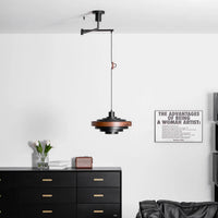 Pendant Light Swing Arm Wood Metal Industrial Style | Rancho