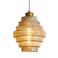 Pendant Light Tiered Glass Shade Modern Interior | Lunario