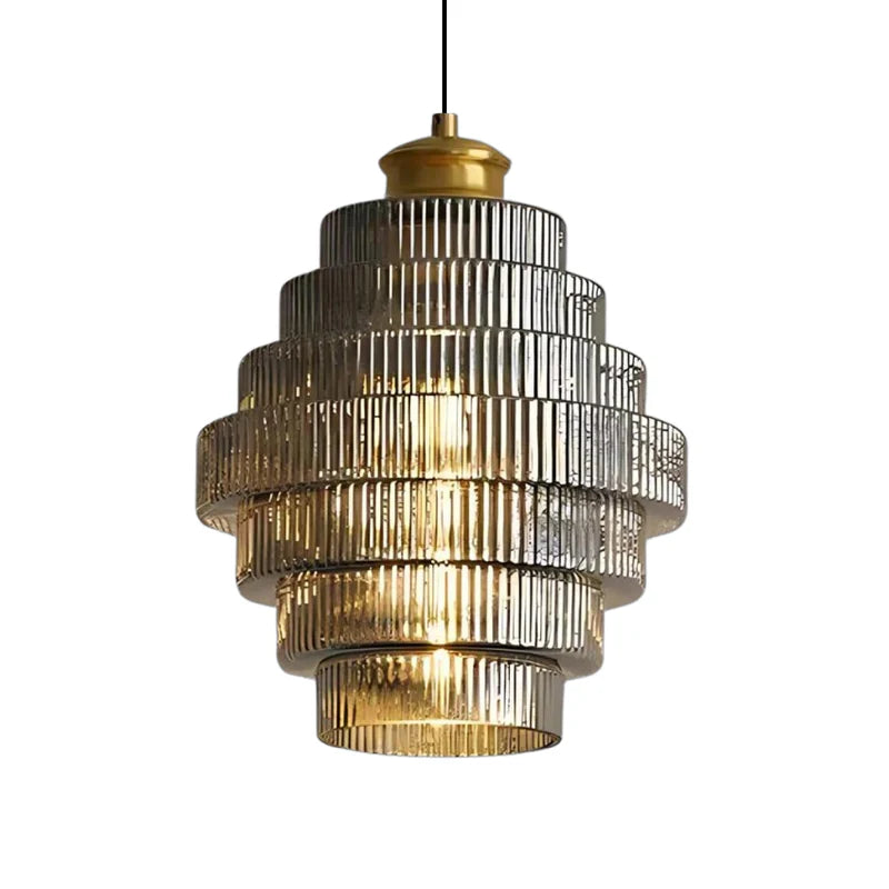 Pendant Light Tiered Glass Shade Modern Interior | Lunario