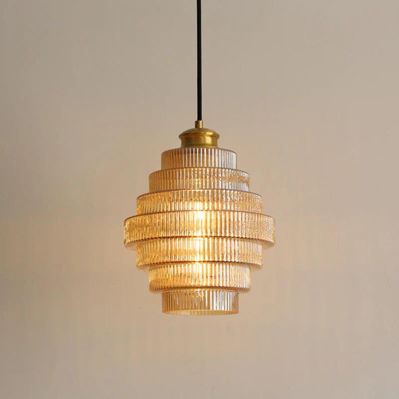 Pendant Light Tiered Glass Shade Modern Interior | Lunario