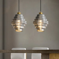 Pendant Light Tiered Glass Shade Modern Interior | Lunario