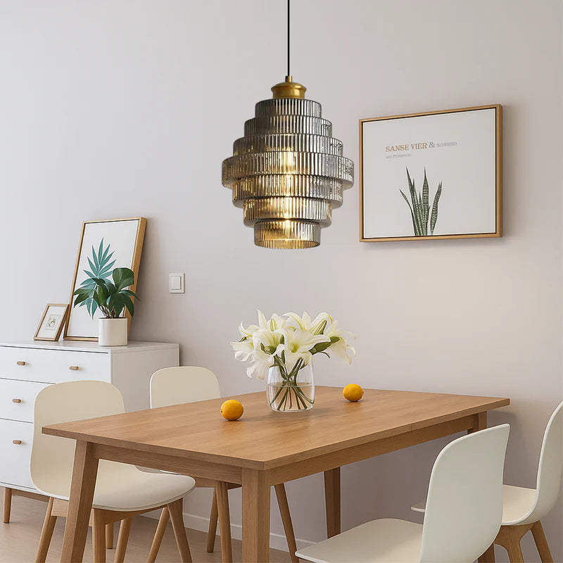 Pendant Light Tiered Glass Shade Modern Interior | Lunario