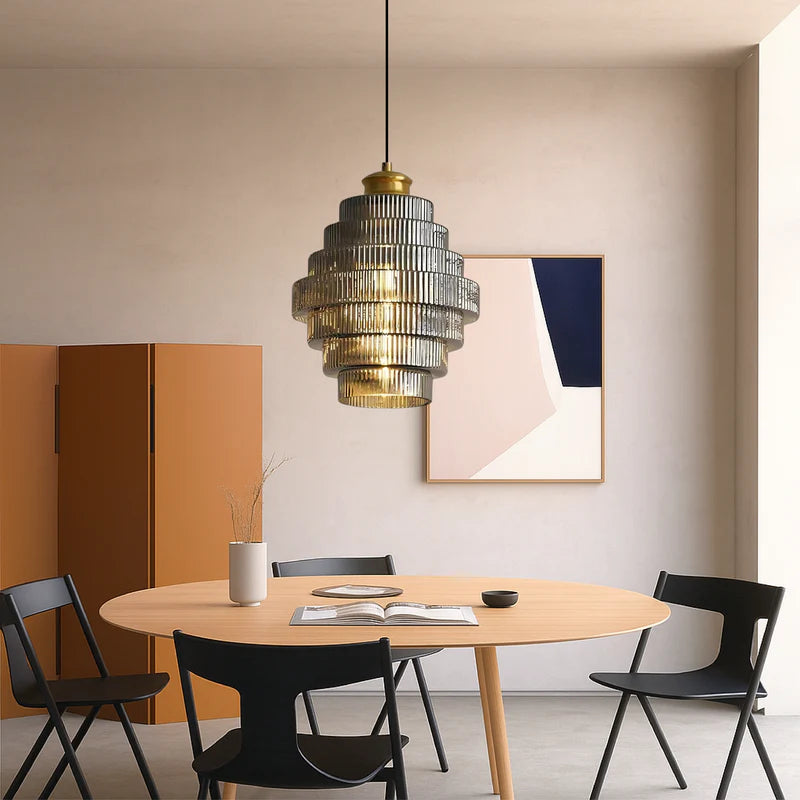 Pendant Light Tiered Glass Shade Modern Interior | Lunario