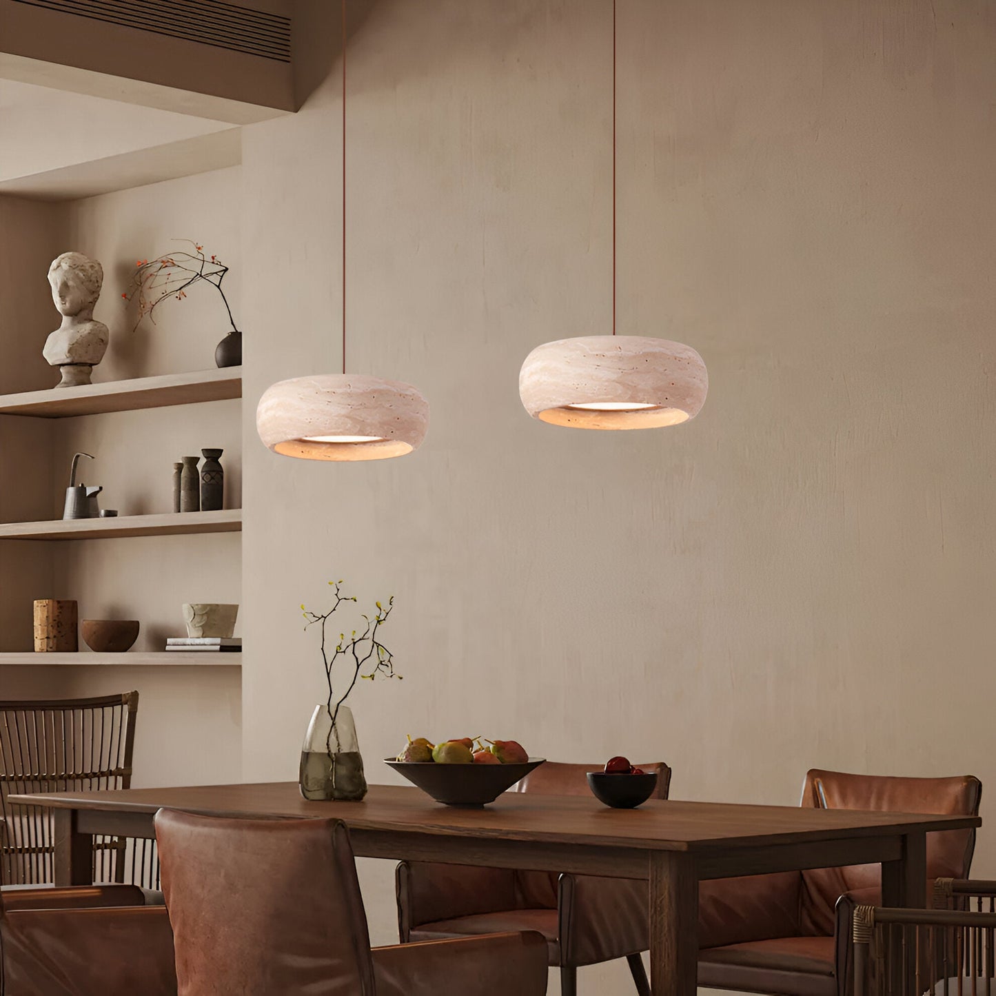 Pendant Light Travertine Stone in Wabi Sabi Style | Sorava