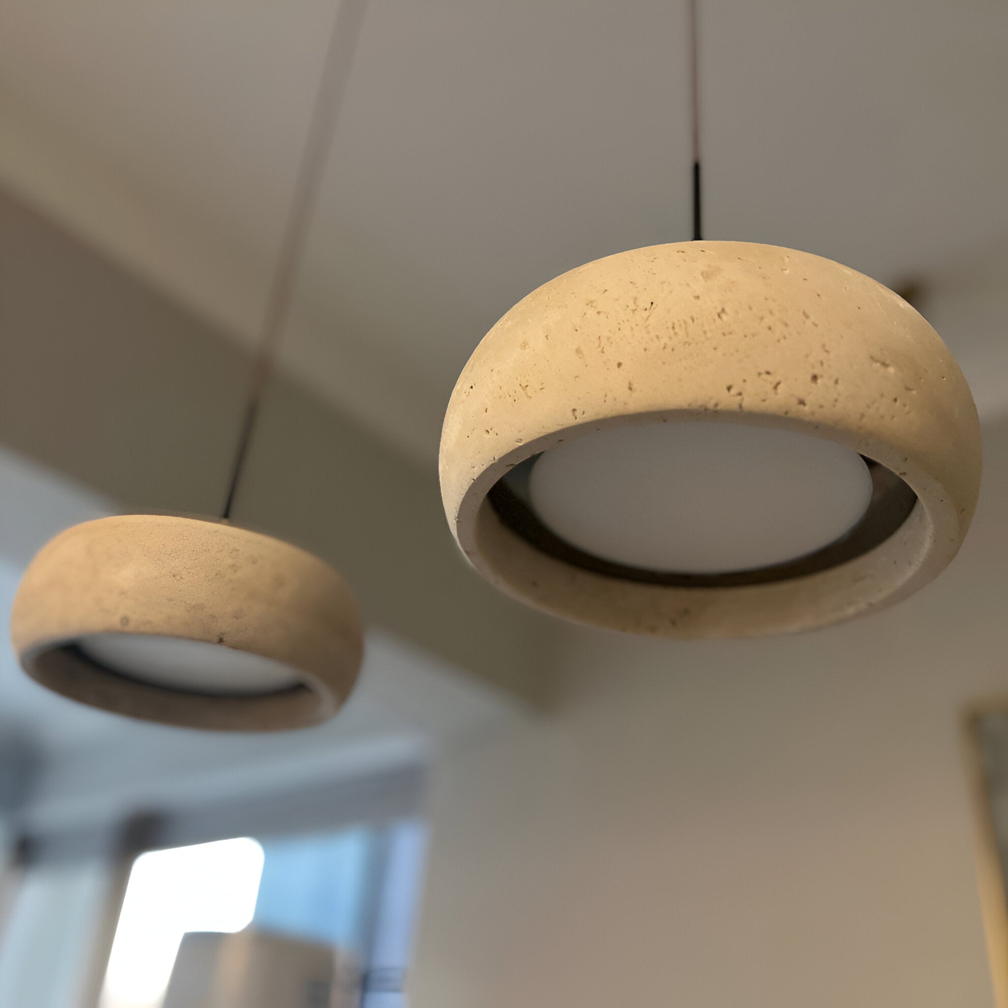 Pendant Light Travertine Stone in Wabi Sabi Style | Sorava