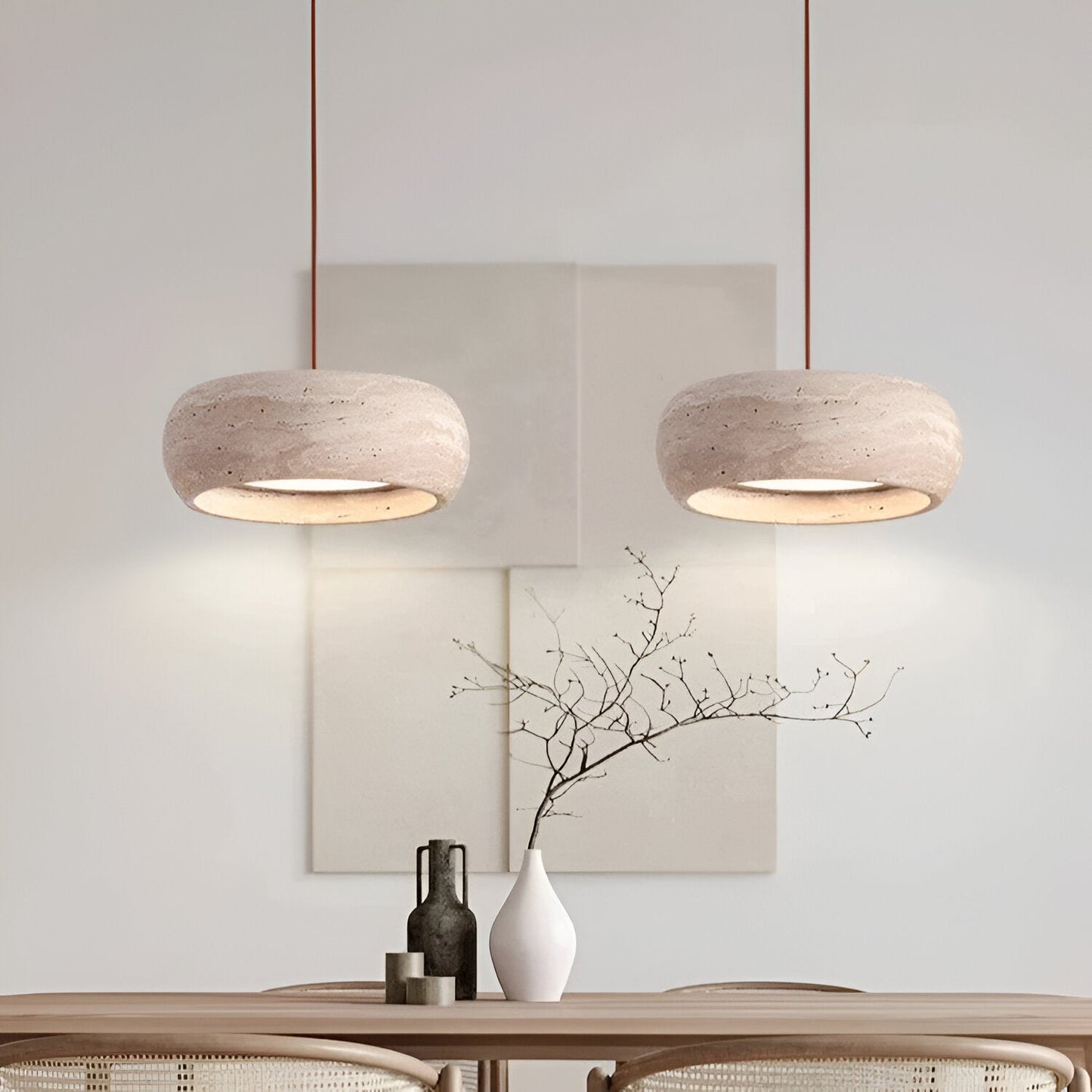 Pendant Light Travertine Stone in Wabi Sabi Style | Sorava