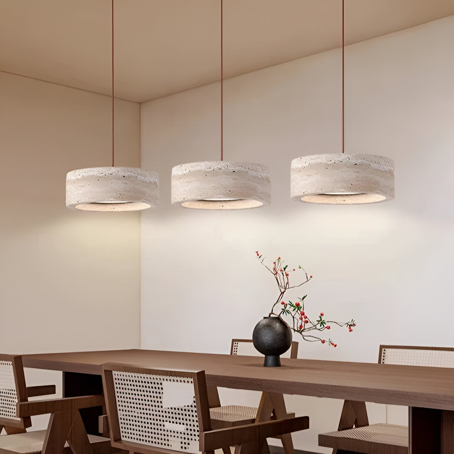 Pendant Light Travertine Stone in Wabi Sabi Style | Sorava