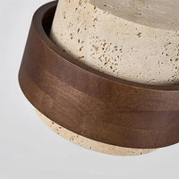 Pendant Light Travertine Stone with Walnut Detail Modern | Travere