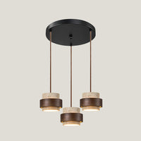 Pendant Light Travertine Stone with Walnut Detail Modern | Travere