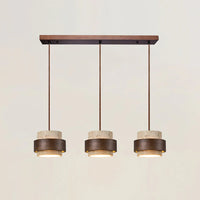 Pendant Light Travertine Stone with Walnut Detail Modern | Travere
