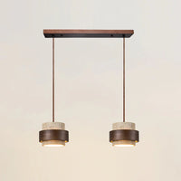 Pendant Light Travertine Stone with Walnut Detail Modern | Travere