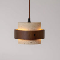 Pendant Light Travertine Stone with Walnut Detail Modern | Travere