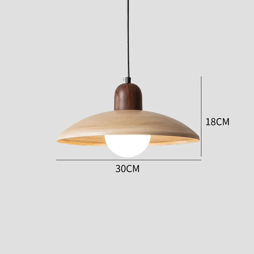 Pendant Light Walnut Finish Japanese Wabi-Sabi Style | Noraku
