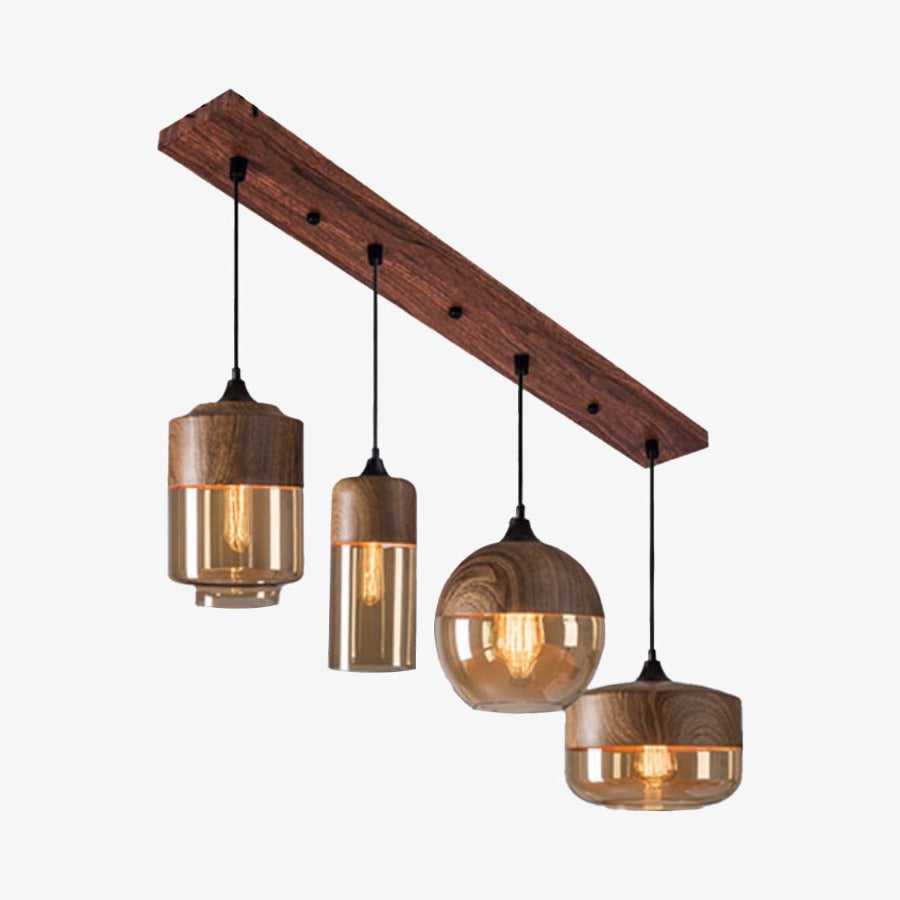 Pendant Light Wood and Glass Nordic Style | Norvemi