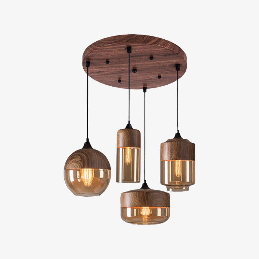Pendant Light Wood and Glass Nordic Style | Norvemi