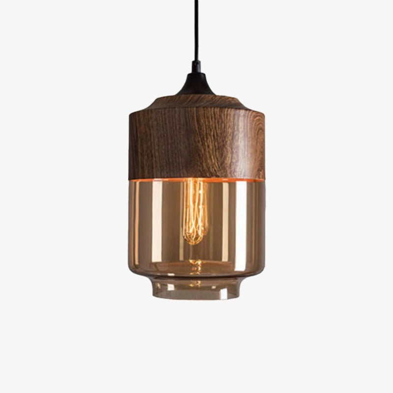 Pendant Light Wood and Glass Nordic Style | Norvemi
