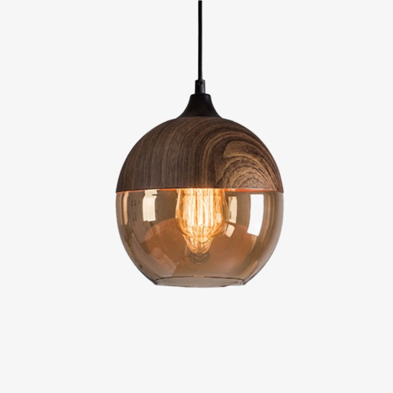 Pendant Light Wood and Glass Nordic Style | Norvemi