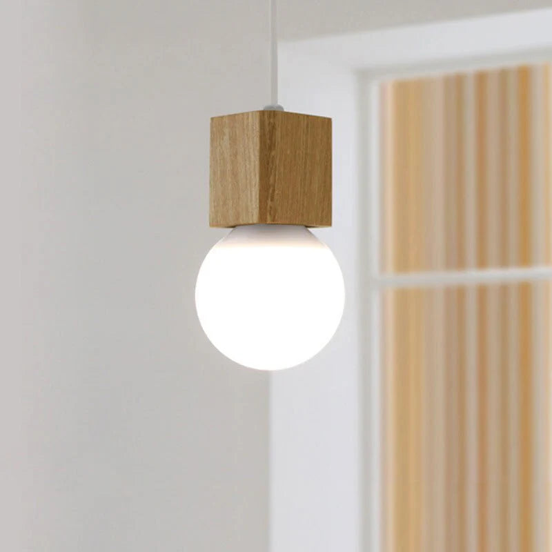 Pendant Light Wooden Cube Scandinavian Design Interior | Nortavo