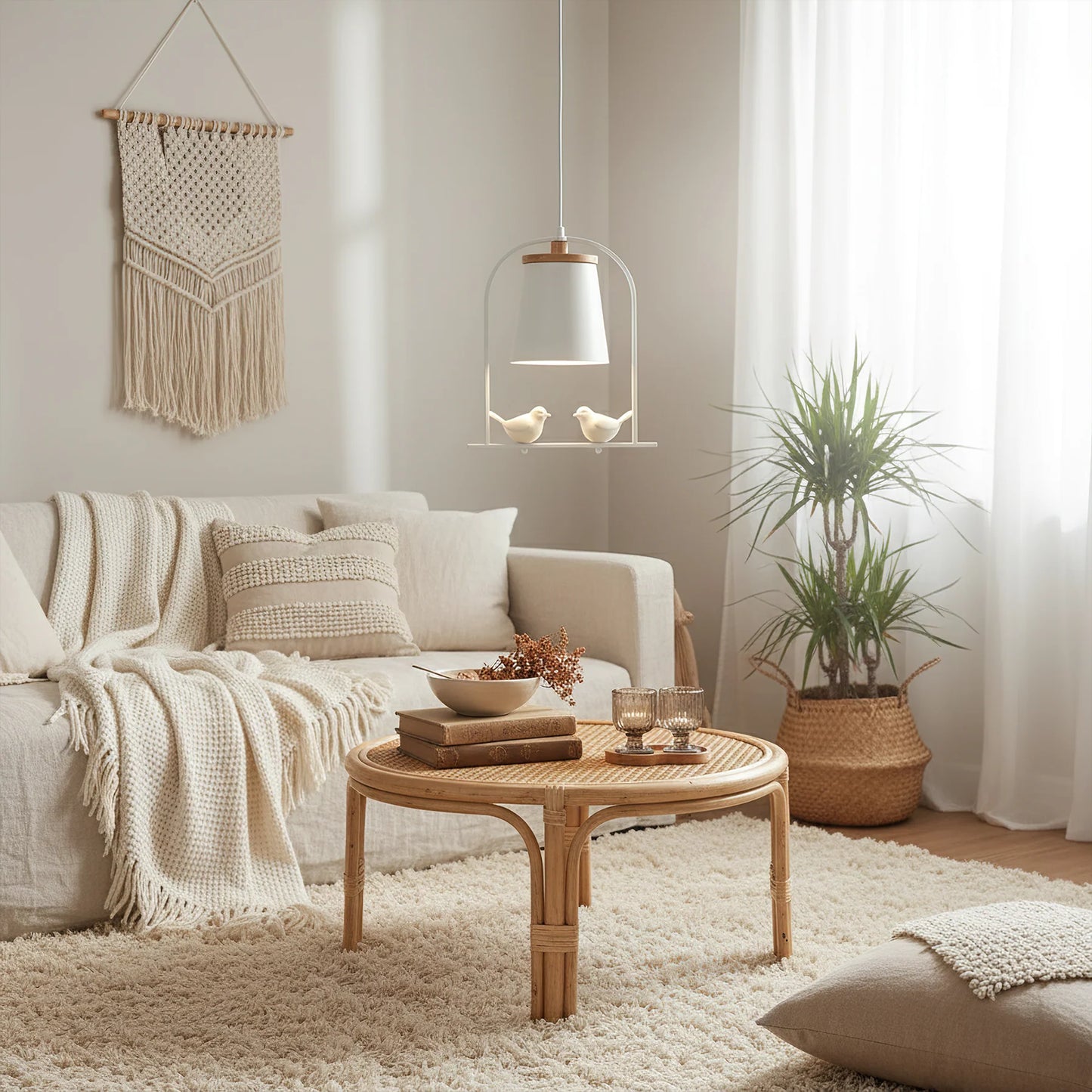 Pendant Light with Bird Details Scandinavian Interior | Arandis