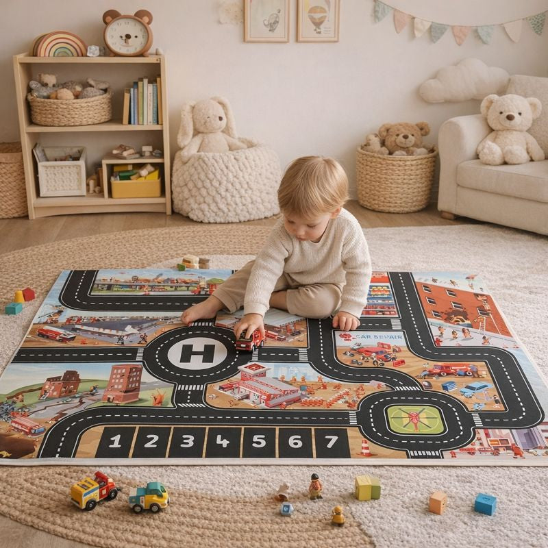 Play Mat City Road Map Traffic Design for Kids | Traffia