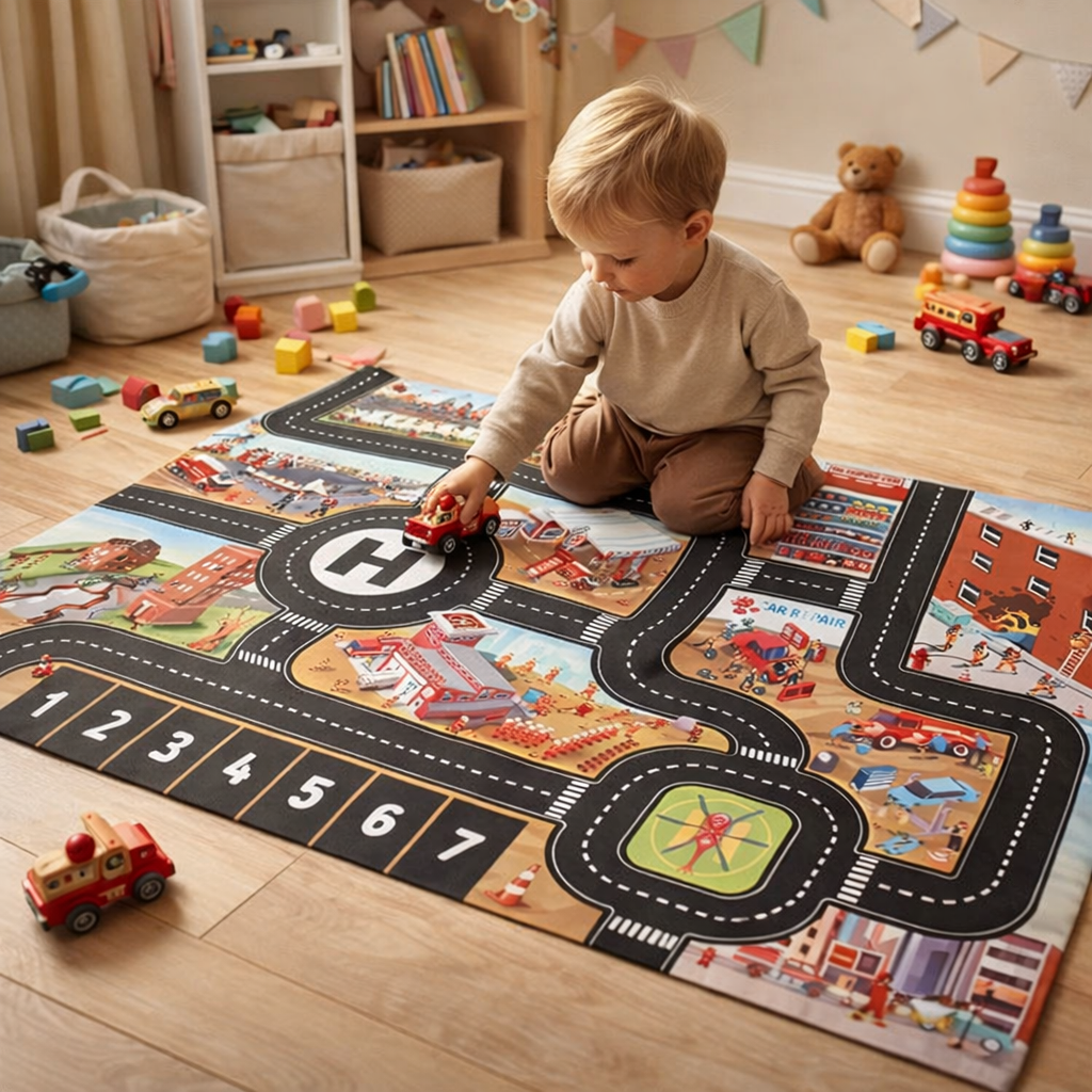 Play Mat City Road Map Traffic Design for Kids | Traffia