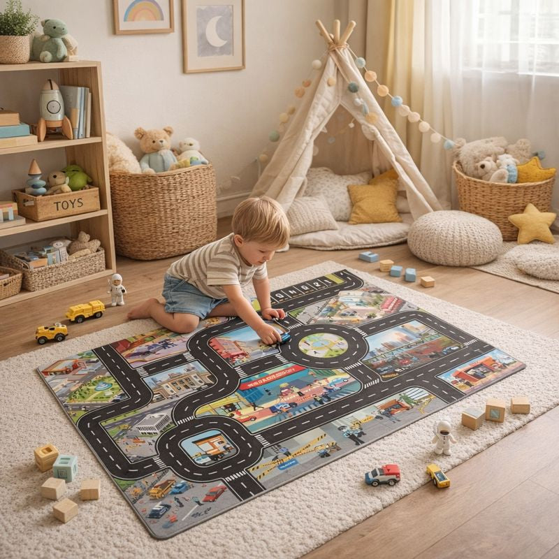Play Mat City Road Traffic Map Educational Carpet | Trafino