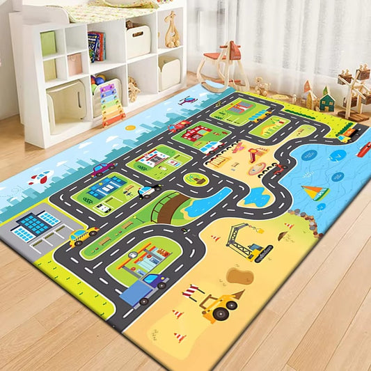 Play Mat Road Design Kids Floor Rug Modern | Rovito