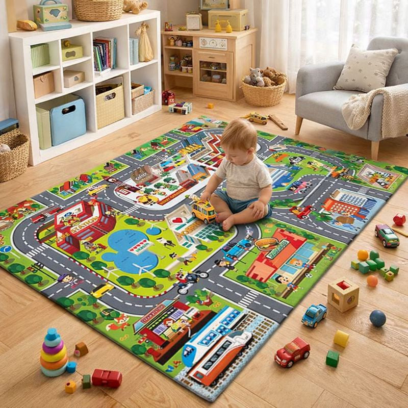 Play Mat Road Game Carpet Modern Playroom Use | Ruvano