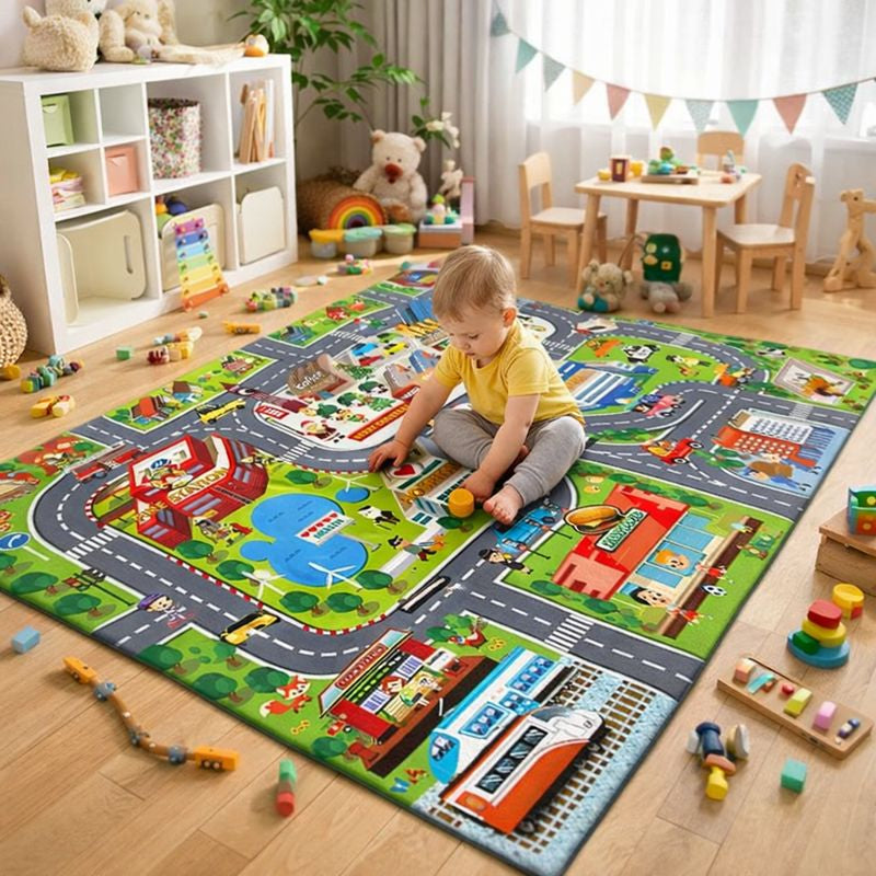 Play Mat Road Game Carpet Modern Playroom Use | Ruvano