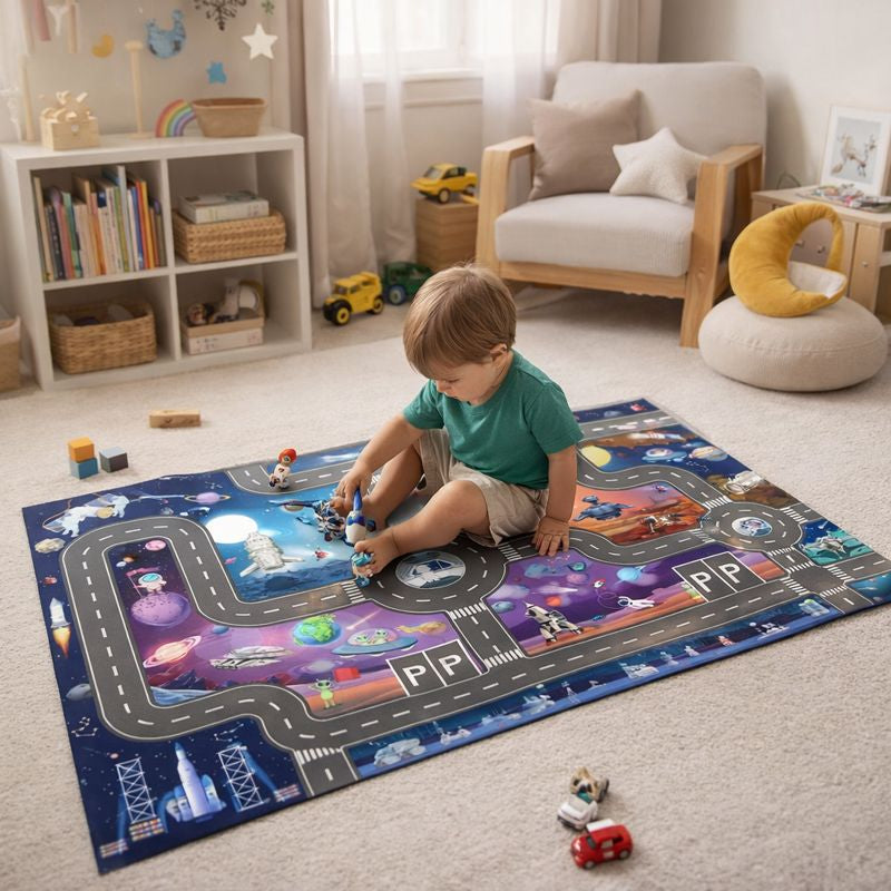 Play Mat Space City Road Map Kids Play Rug | Astrilo