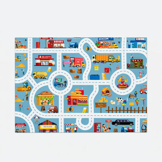 Play Mat Traffic City Road Rug for Kids Playroom | Revena
