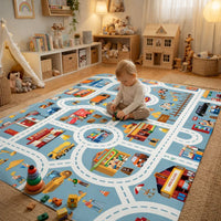 Play Mat Traffic City Road Rug for Kids Playroom | Revena