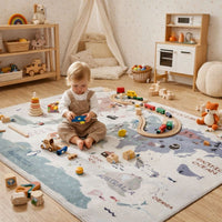 Play Mat World Map Rug for Learning Geography | Ocevia