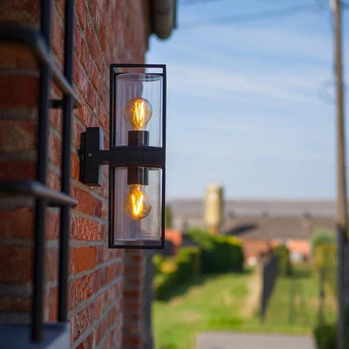 Rectangular Metal Glass Wall Light Outdoor | Silvaro